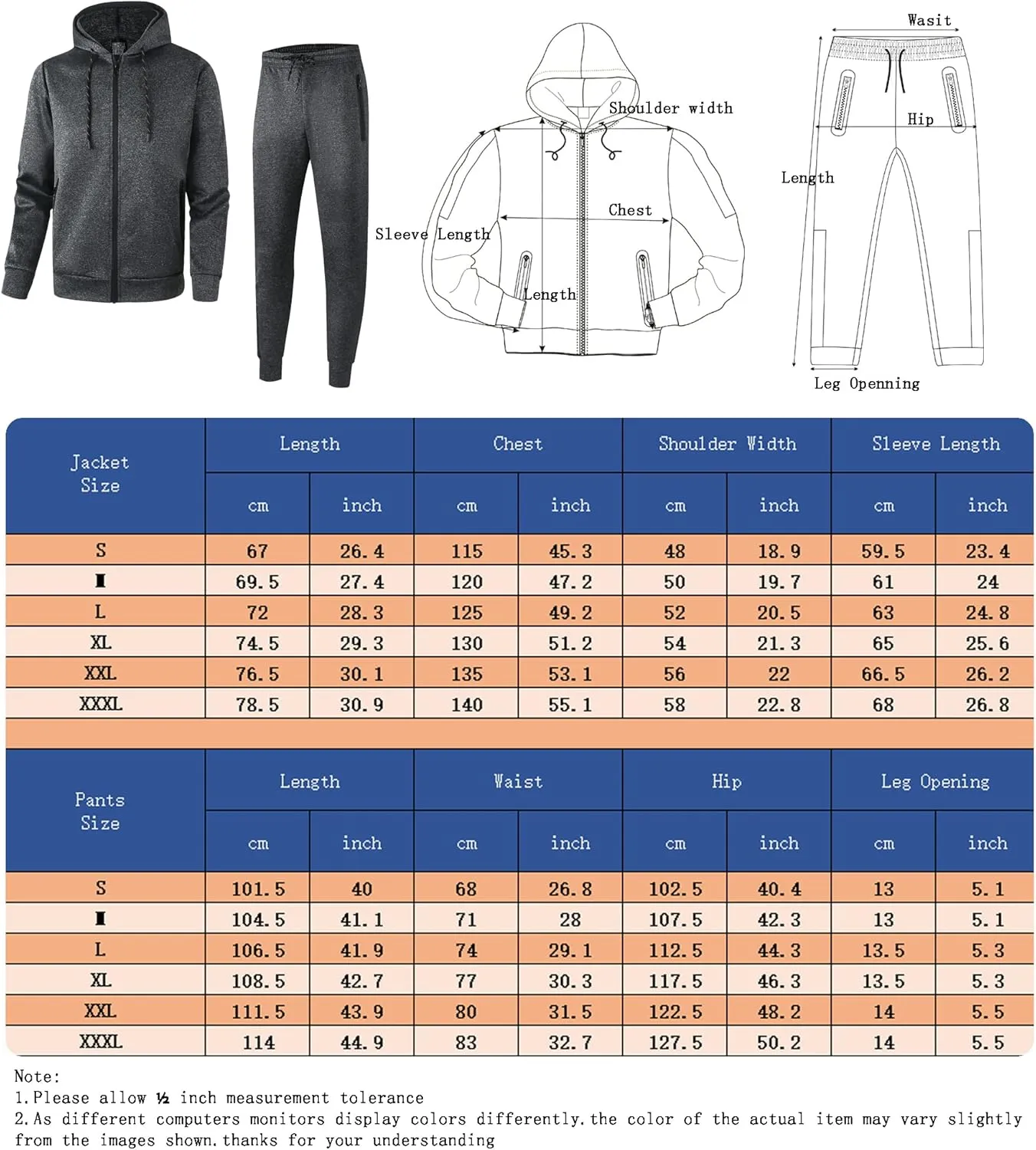 Abovewater Men's Tracksuits Sweatsuits for Men Set Track Suits 2 Piece Casual Athletic Jogging Warm Up Full Zip Sweat Suits