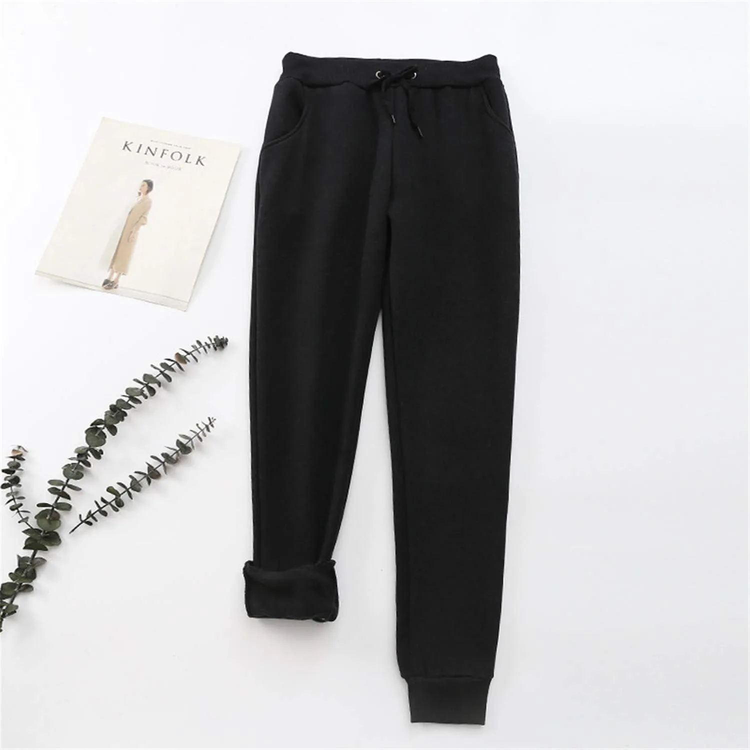 Andongnywell Women's Warm Jogger Fleece Pants Sherpa Lined Athletic Sweatpants Winter Casual Harem Sports Pants