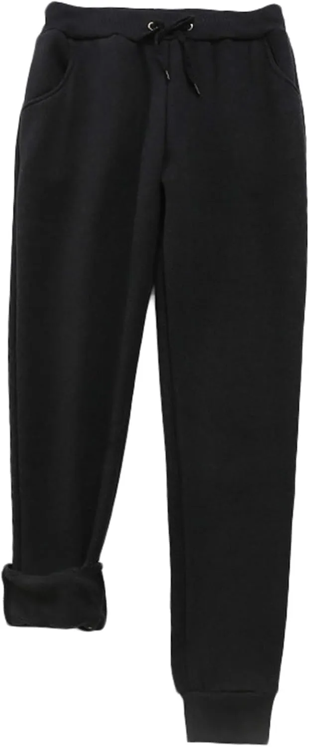 Andongnywell Women's Warm Jogger Fleece Pants Sherpa Lined Athletic Sweatpants Winter Casual Harem Sports Pants
