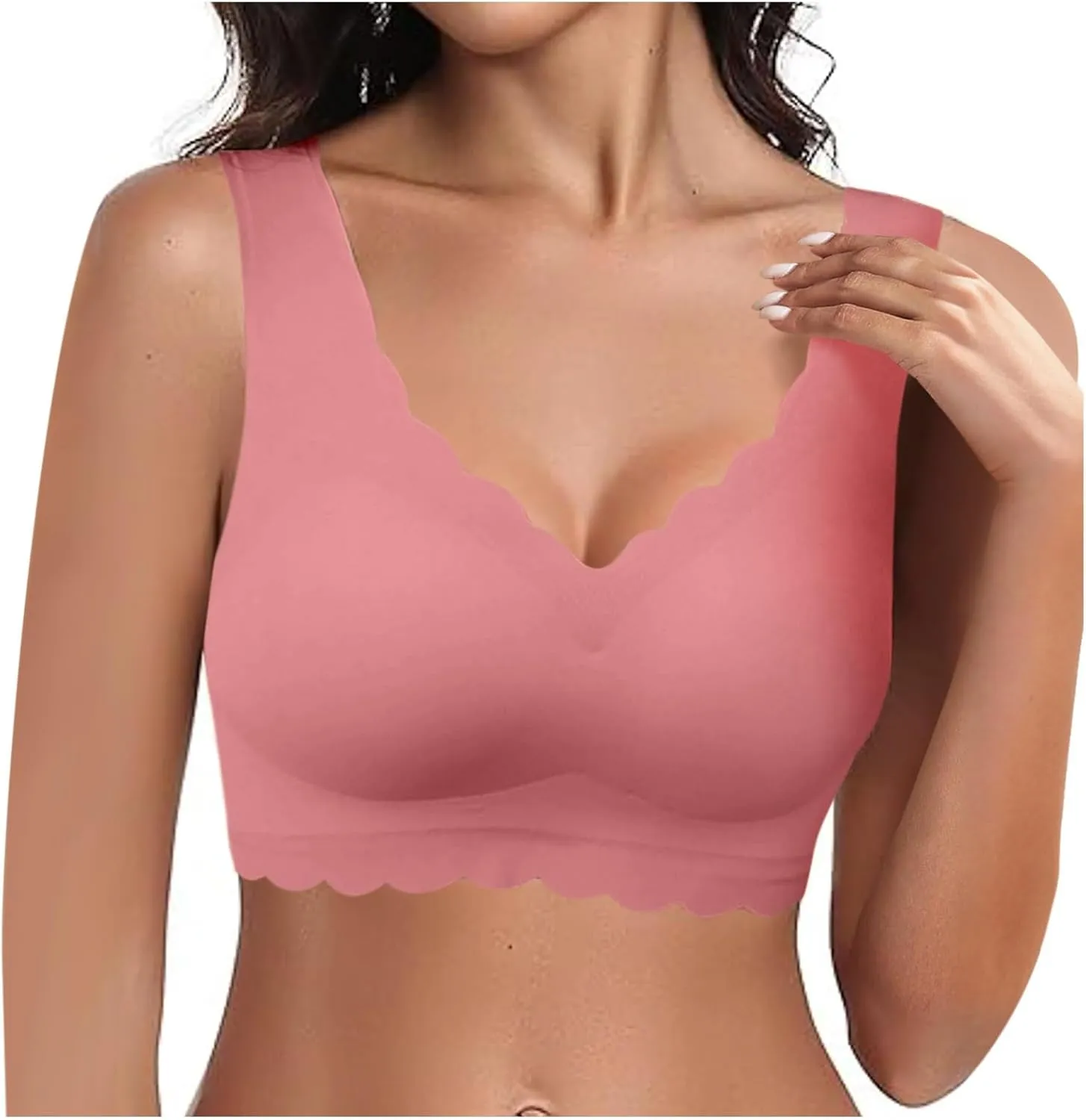 Athletic Sports Bra and Sexy Transparent Shoulder Strap Cordless Backless Spongeless with Sports Bra for Women