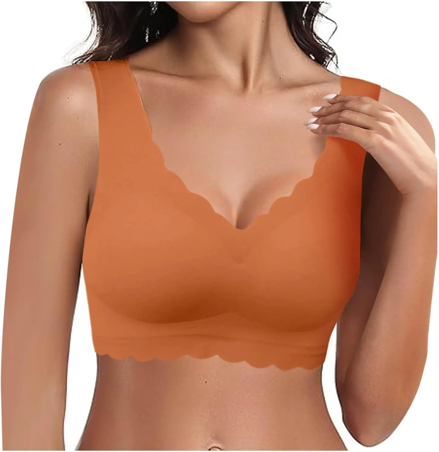 Athletic Sports Bra and Sexy Transparent Shoulder Strap Cordless Backless Spongeless with Sports Bra for Women