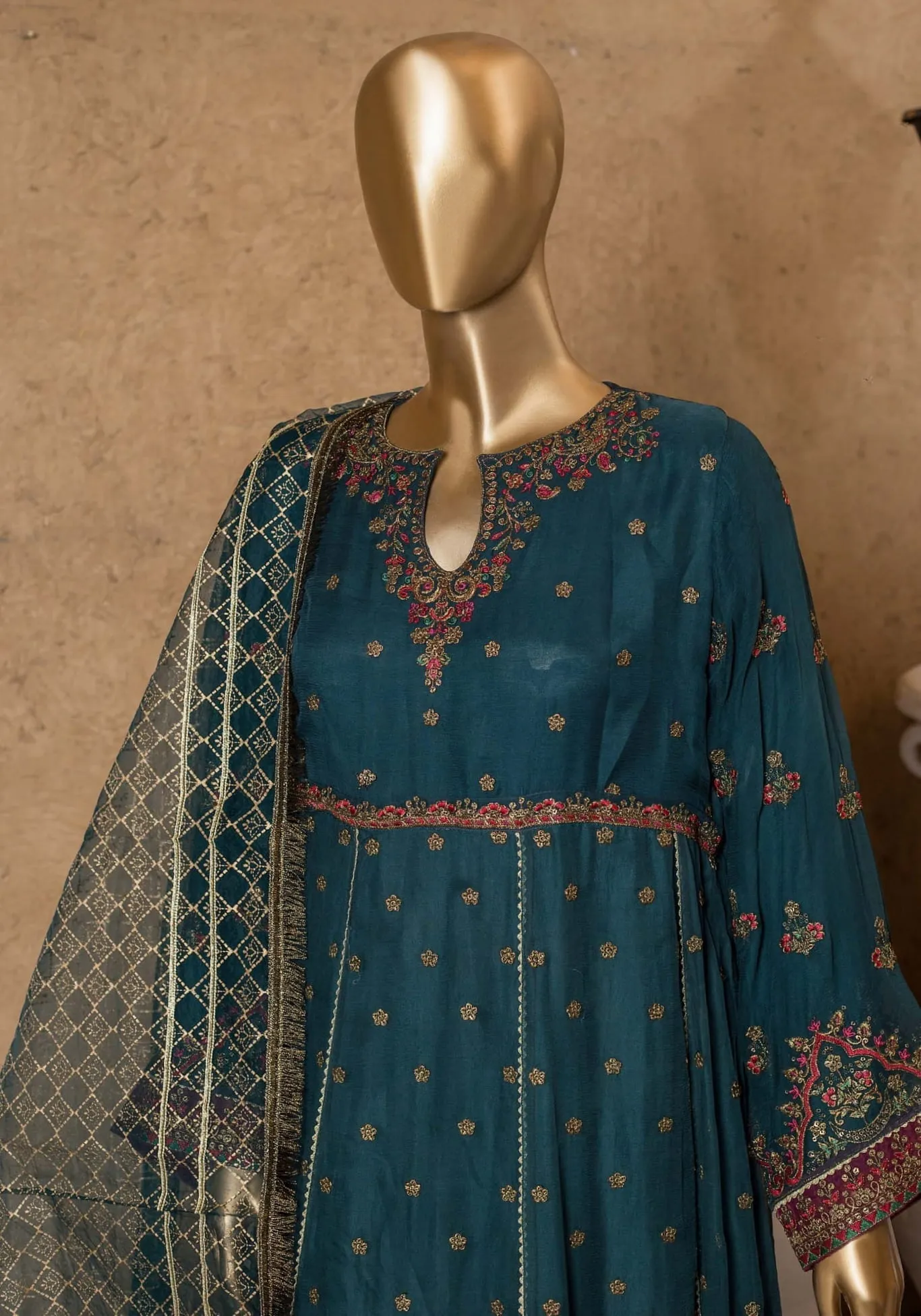 Bin Saeed Stitched 2 Piece Embroidered Chiffon Vol-05 Collection'2022-MSC-59-Sea Green