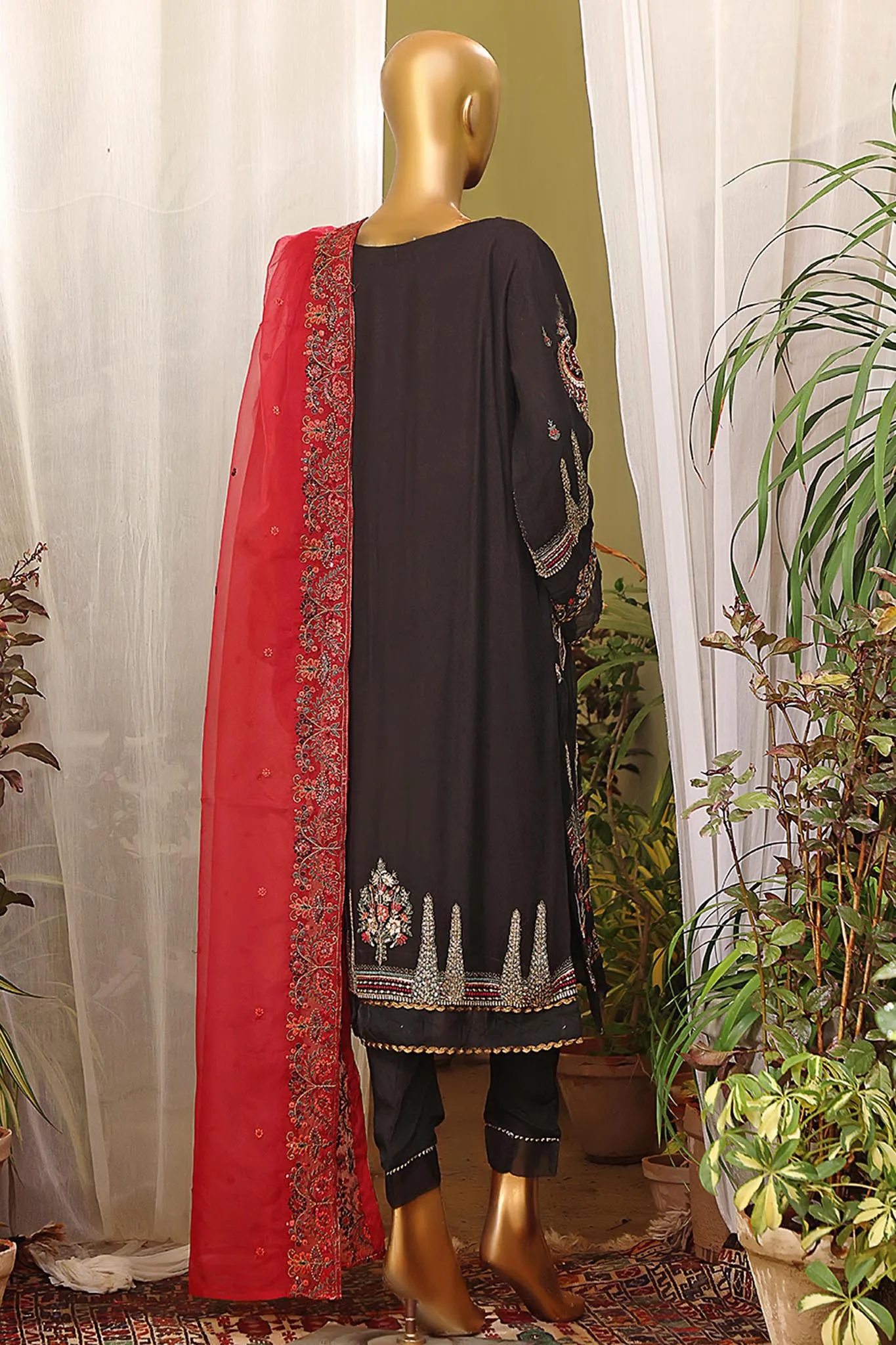 Bin Saeed Stitched 2 Piece Embroidered Chiffon Vol-07 Collection'2022-ZEFC-0014-Black