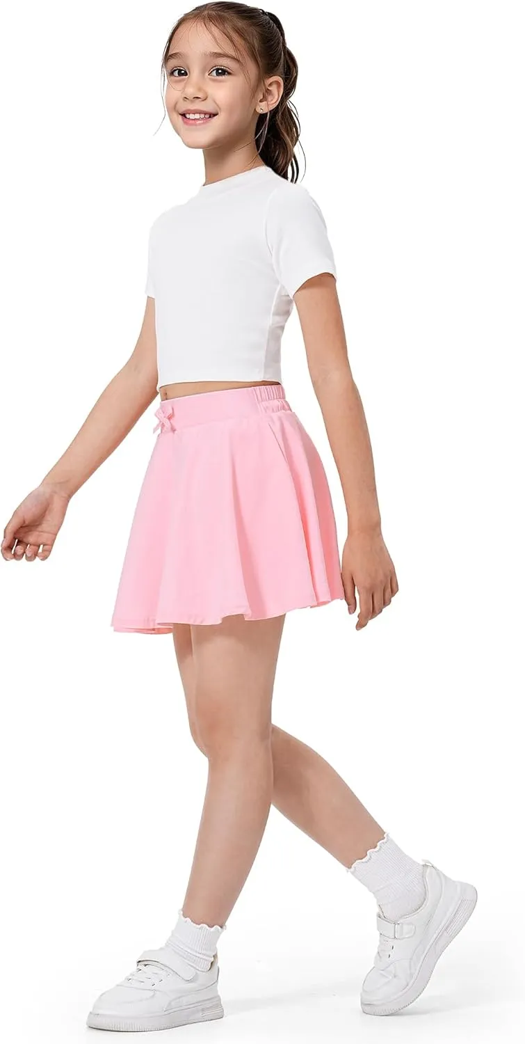 BOOPH Girls Skirts Kids Casual Mini Skorts Toddler Athletic Uniform Skirts with Pockets