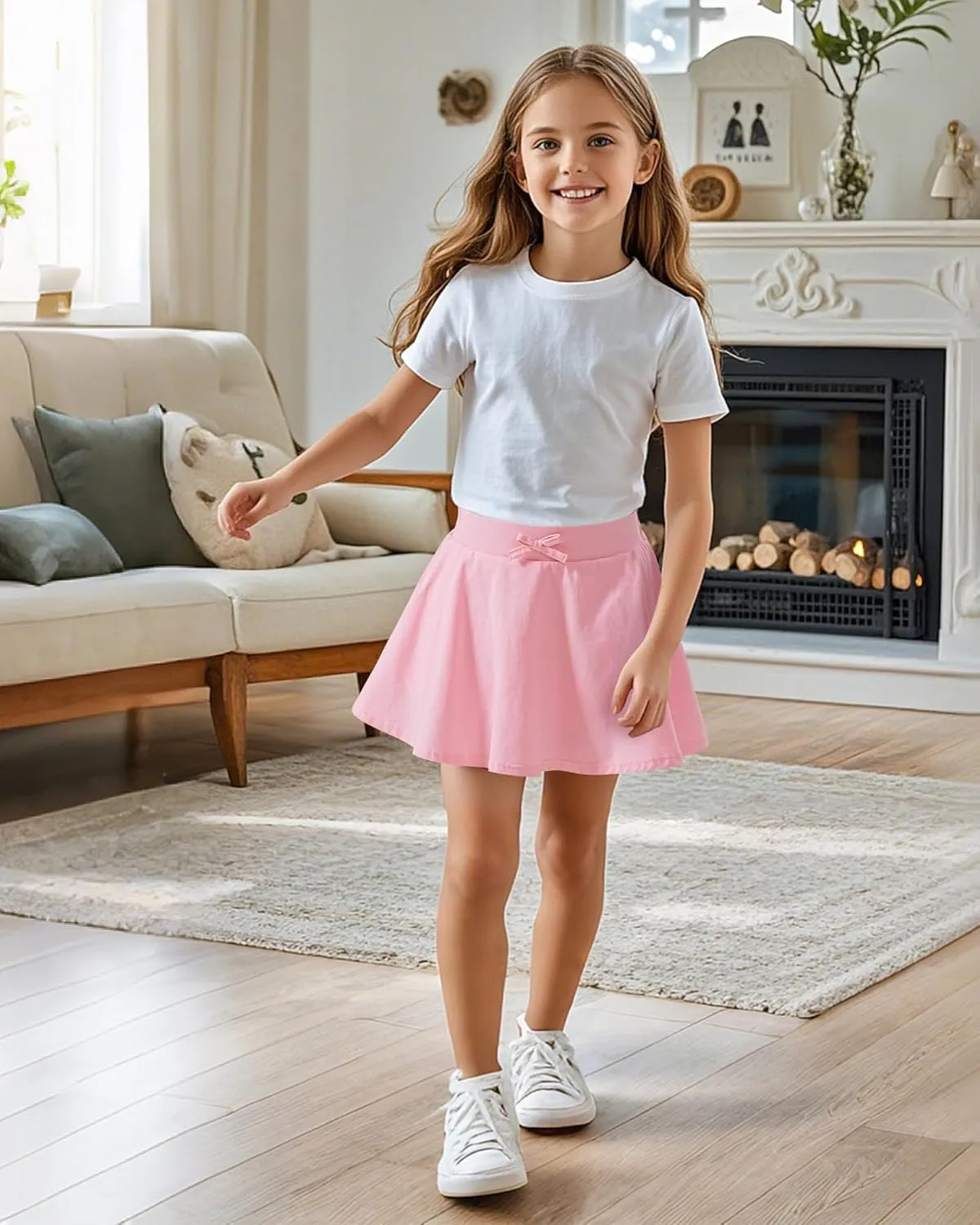 BOOPH Girls Skirts Kids Casual Mini Skorts Toddler Athletic Uniform Skirts with Pockets