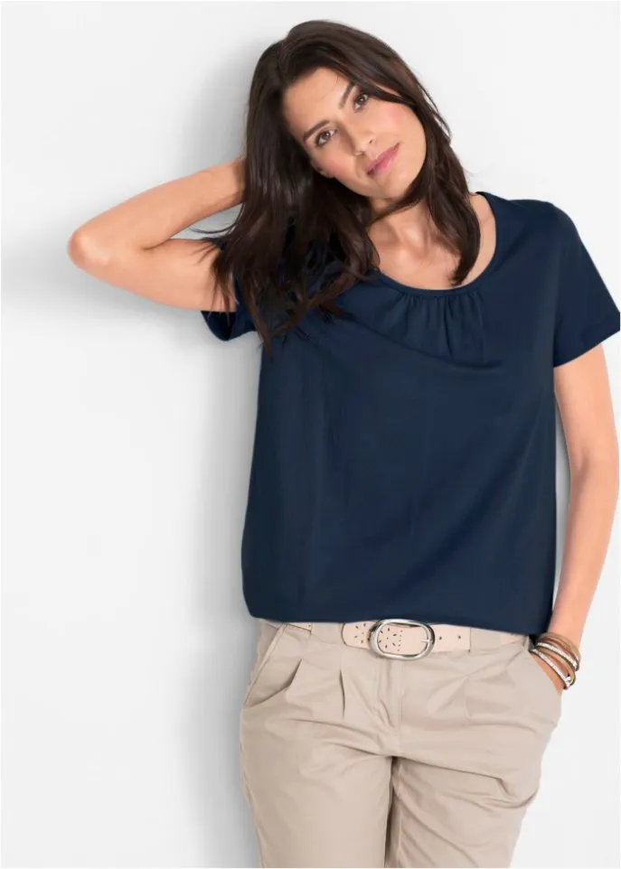 Bpc Bonprix Collection short sleeve cotton shirt, blue