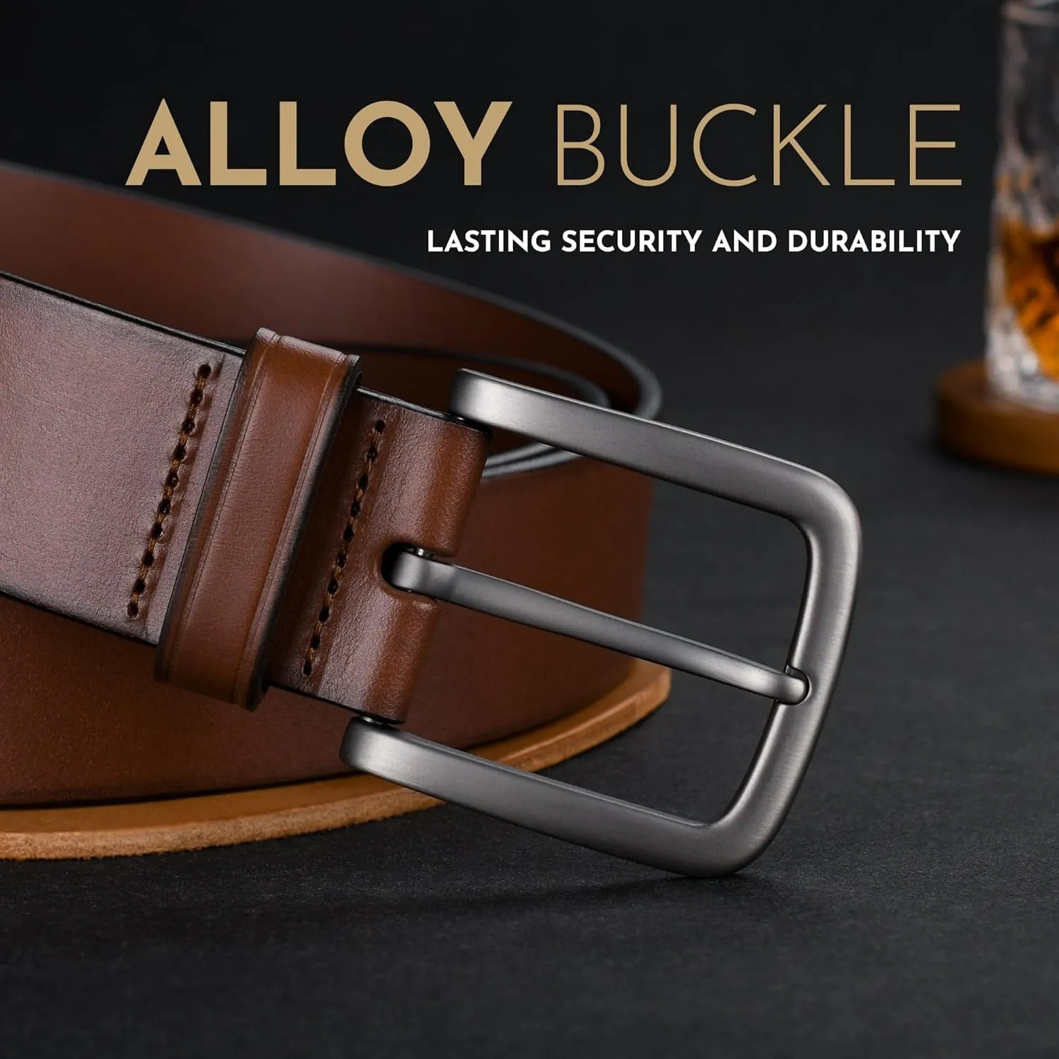 Buffway Men's Leather Belt,1.5" Handmade Top-Grain Leather–Durable,Comfortable,Suitable for Everyday Formal & Casual Wear