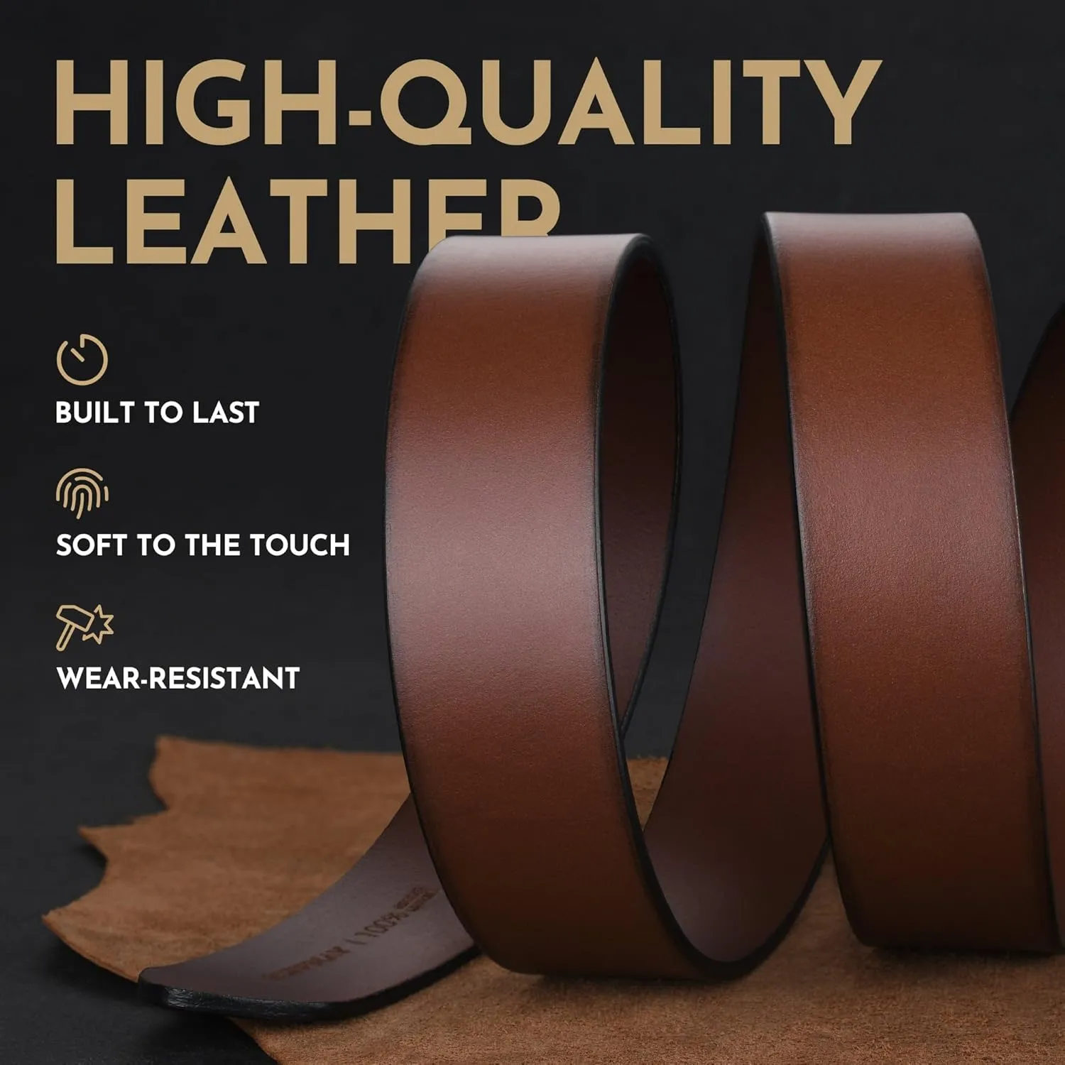 Buffway Men's Leather Belt,1.5" Handmade Top-Grain Leather–Durable,Comfortable,Suitable for Everyday Formal & Casual Wear
