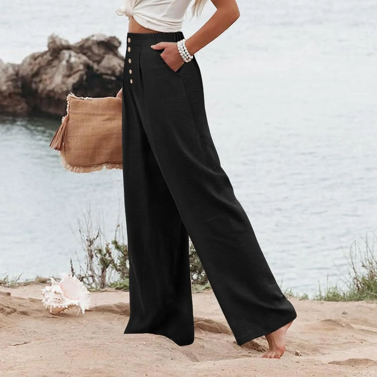 Cargo Pants for Women Women High Waist Casual Work Business Casual High Waisted Dressy Pants Flowy Trousers Office