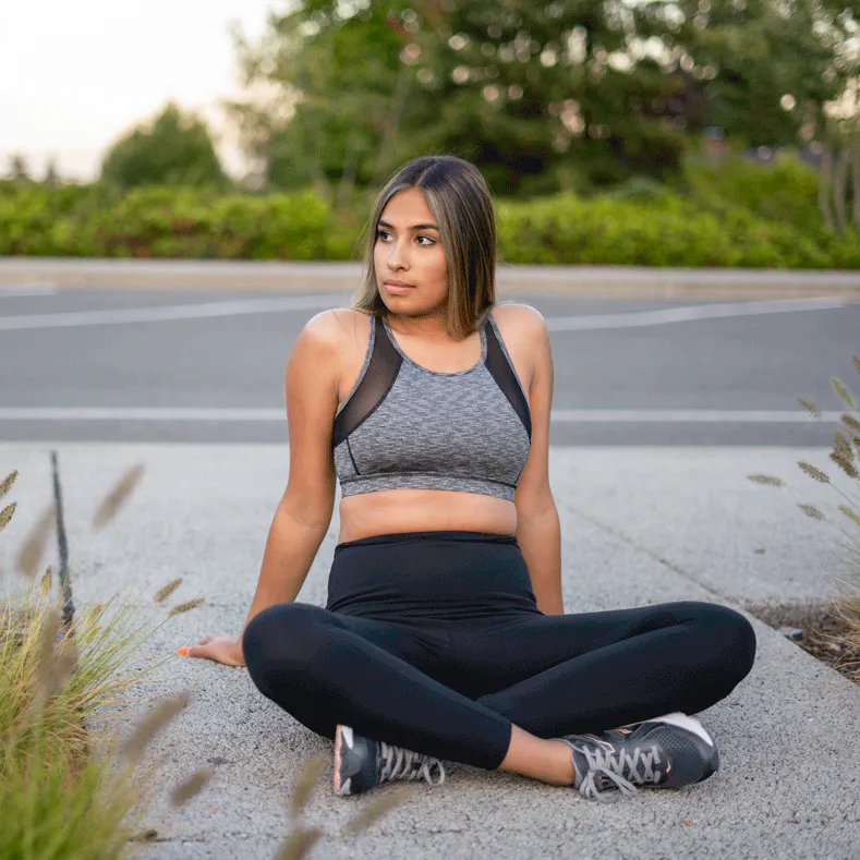 Colorblock Gray Black Racerback Sports Bra