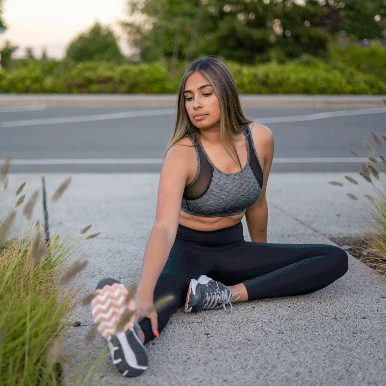 Colorblock Gray Black Racerback Sports Bra