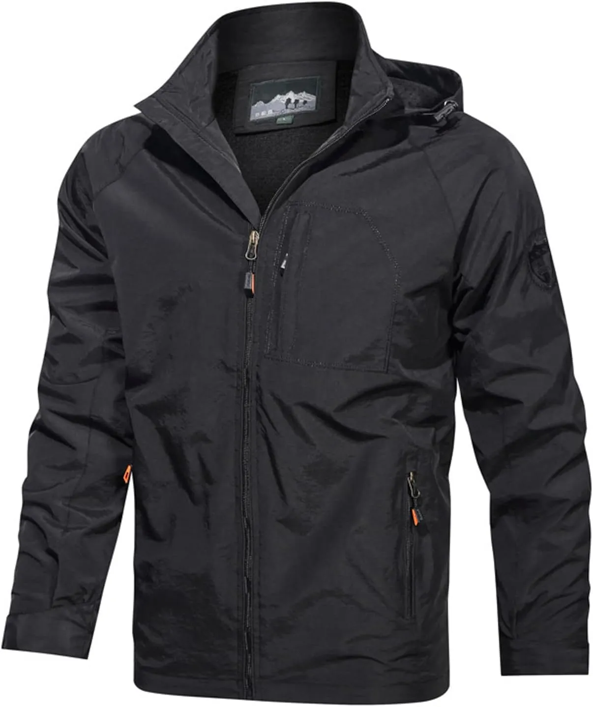 Cycling Raincoats Mens Skiing Jackets Casual Stand Collar Jackets Mountain Windbreaker Hooded Coat Work Coats