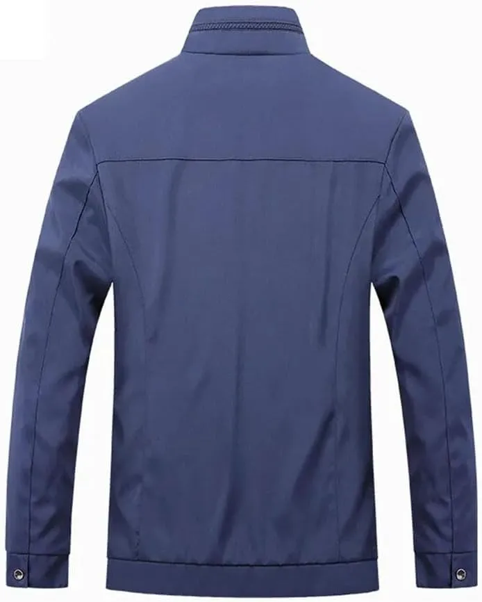 Disimlarl Men Solid Color Cargo Jackets Stand Collar Slim Fit Coat Business Formal Windbreaker Jackets Outwear