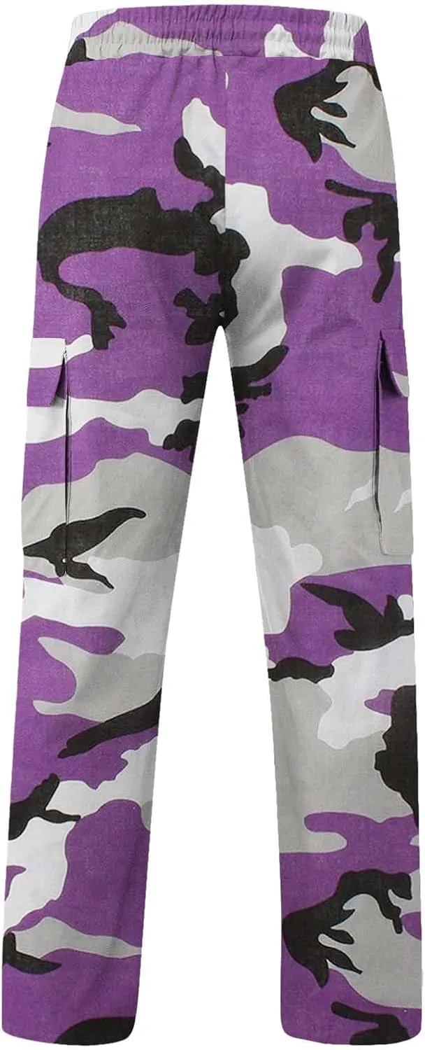 Finelylove Camo Cargo Sweatpants for Men Casual Hiking Pants Joggers Lightweight Loose Straight Casual Workout Pants