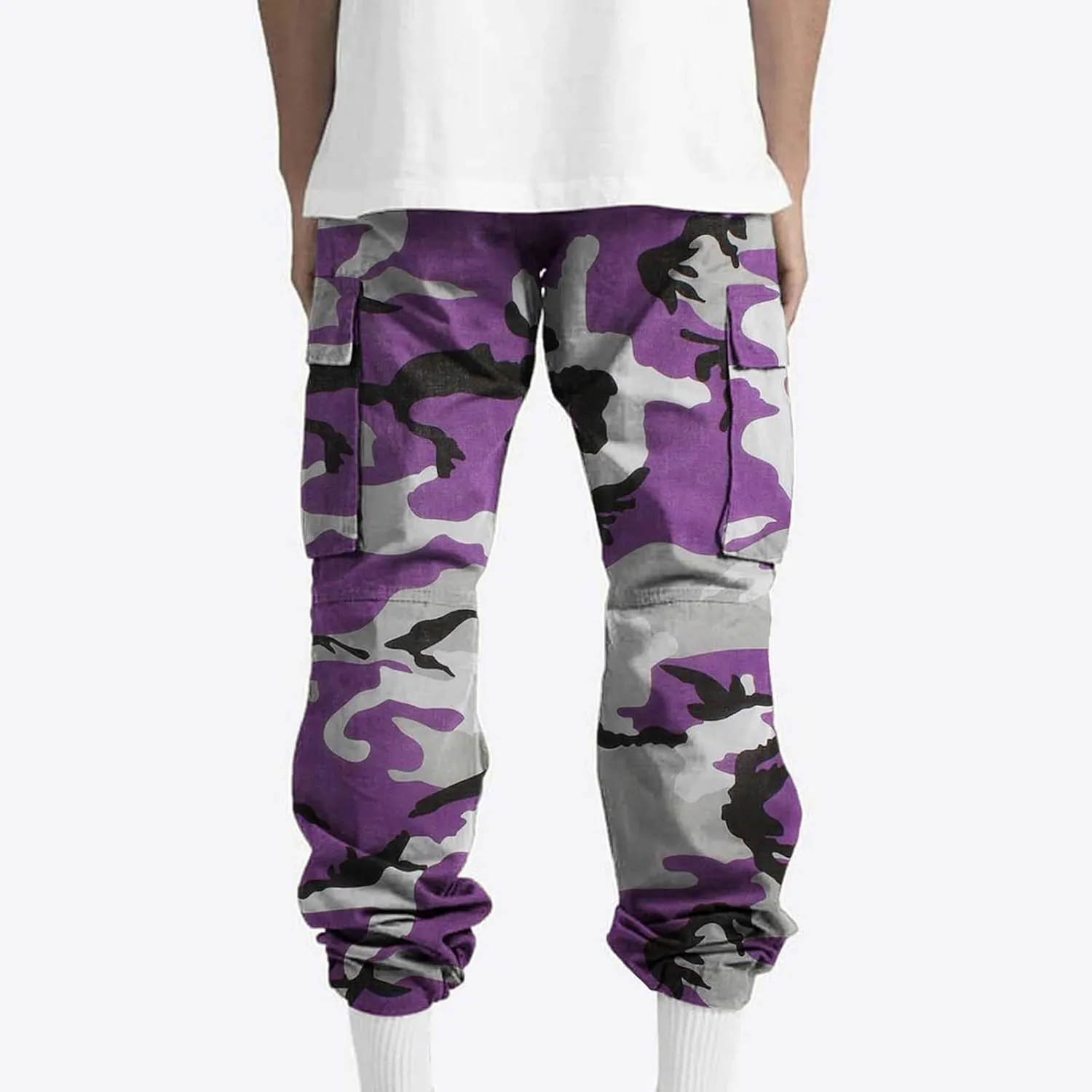 Finelylove Camo Cargo Sweatpants for Men Casual Hiking Pants Joggers Lightweight Loose Straight Casual Workout Pants
