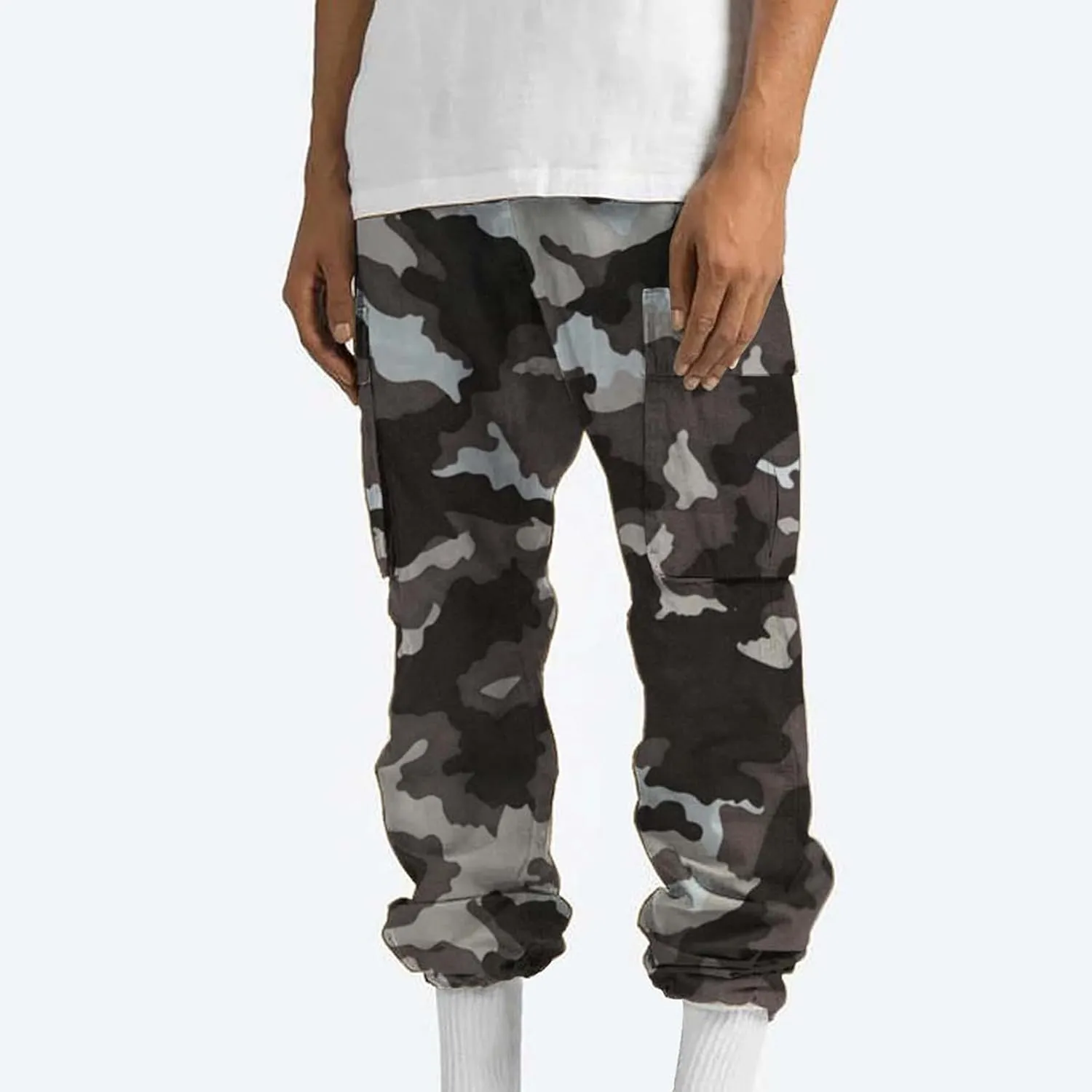 Finelylove Camo Cargo Sweatpants for Men Casual Hiking Pants Joggers Lightweight Loose Straight Casual Workout Pants