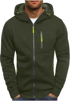 Fleece Hoodies for Men Zipper Lightweight Spring Fall Long Sleeve Active Mens Jackets Sports Full Zip Sweatshirts