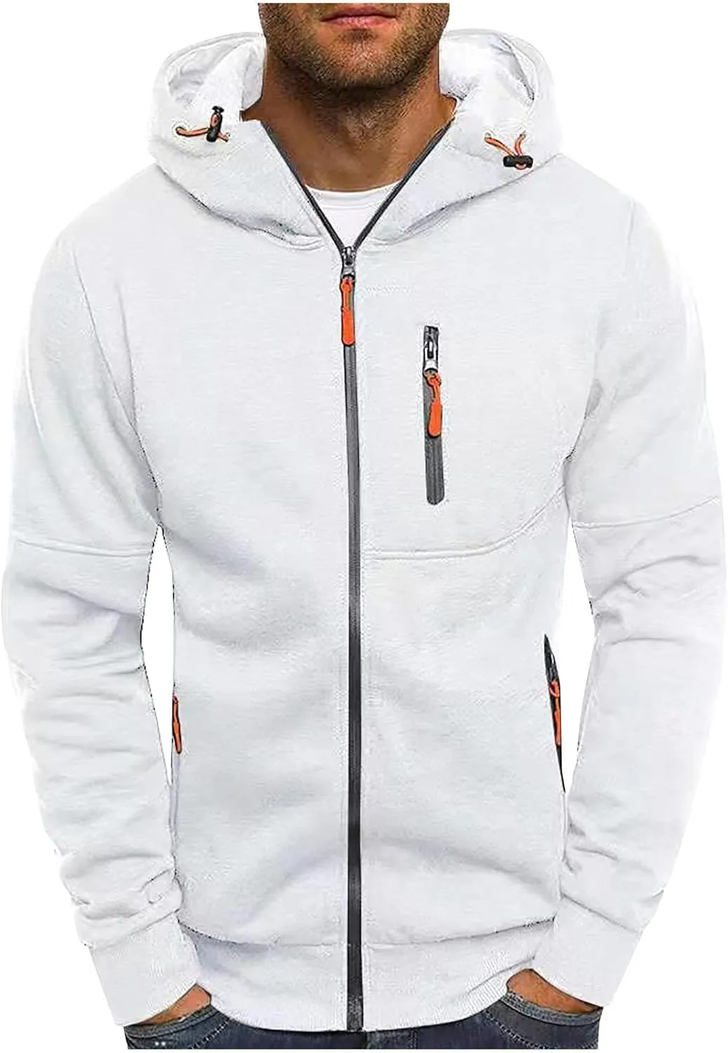 Fleece Hoodies for Men Zipper Lightweight Spring Fall Long Sleeve Active Mens Jackets Sports Full Zip Sweatshirts