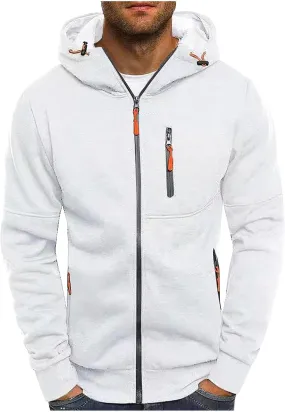 Fleece Hoodies for Men Zipper Lightweight Spring Fall Long Sleeve Active Mens Jackets Sports Full Zip Sweatshirts