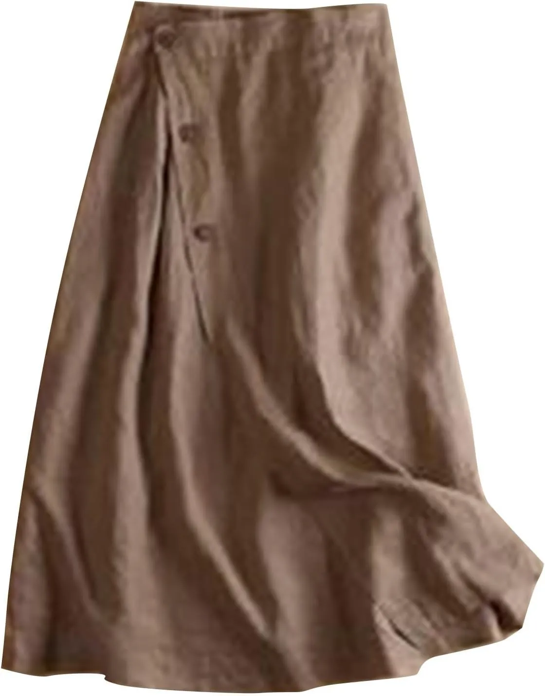 Flowy Skirts for Women Knee Length Summer Casual Cotton Linen Midi A-Line Skirt Comfy Boho Vacation Clothes