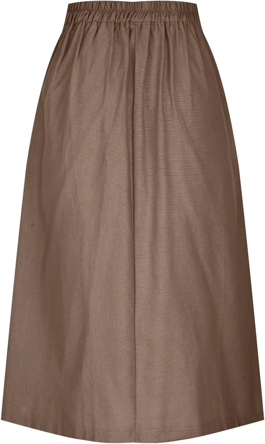 Flowy Skirts for Women Knee Length Summer Casual Cotton Linen Midi A-Line Skirt Comfy Boho Vacation Clothes