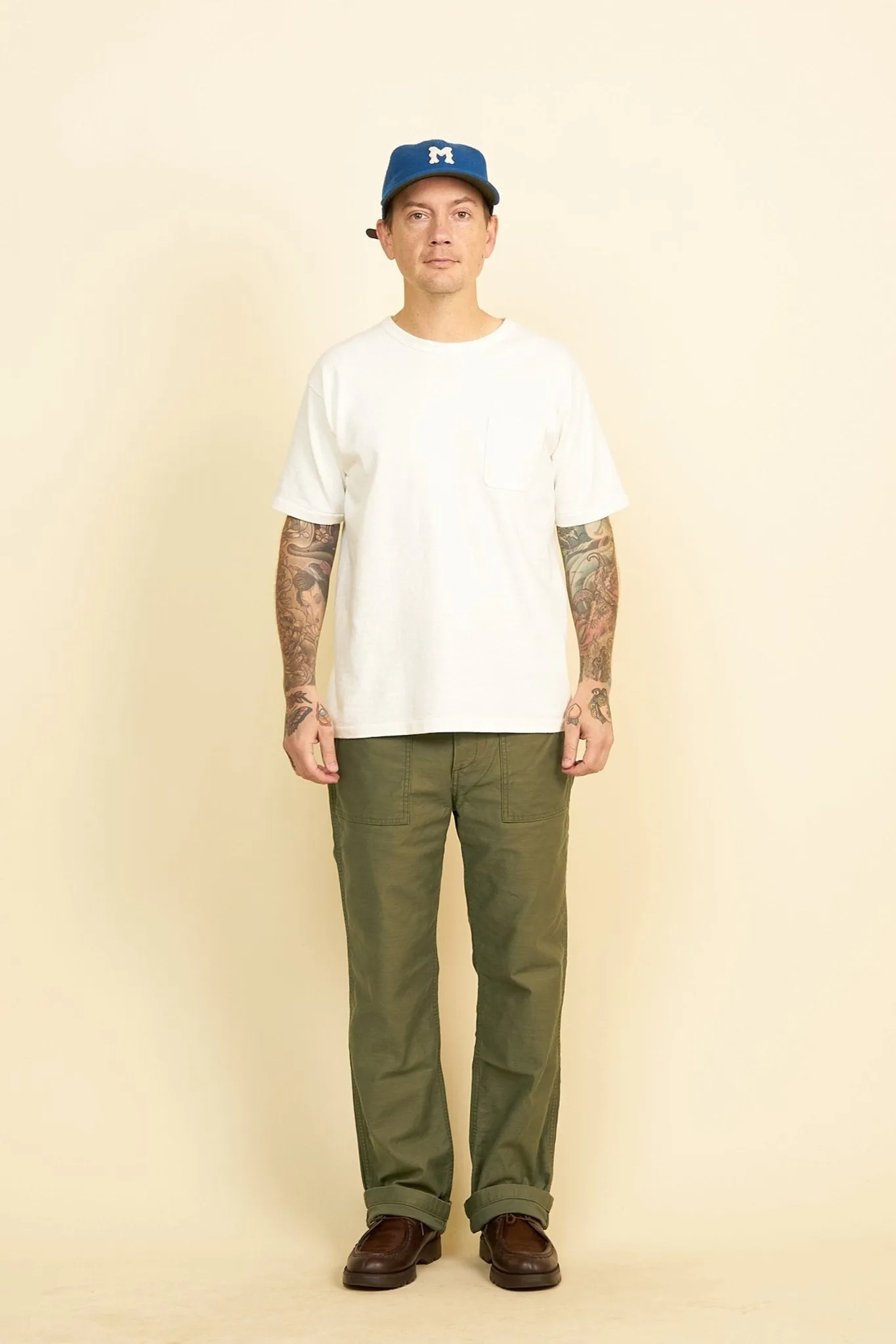 Stylish Japanese Blue Military-Inspired Modern Baker Pants