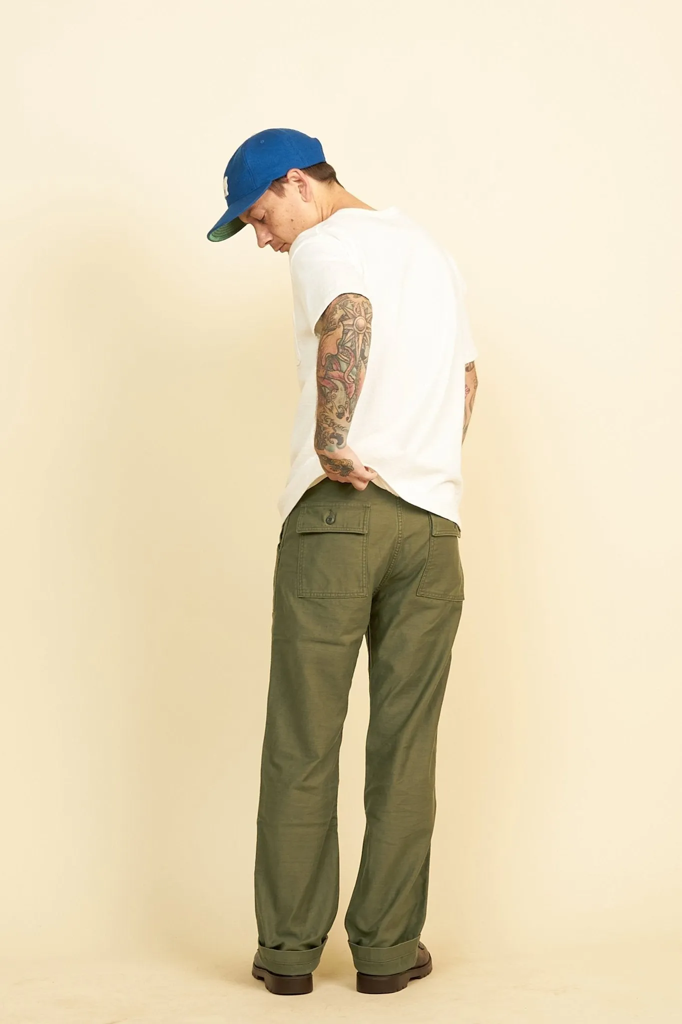 Stylish Japanese Blue Military-Inspired Modern Baker Pants