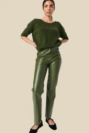 Sleek Kaylee Faux Leather Straight-leg Pants