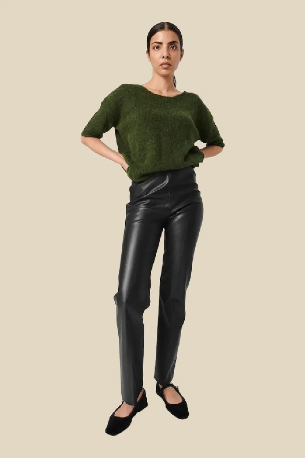 Sleek Kaylee Faux Leather Straight-leg Pants