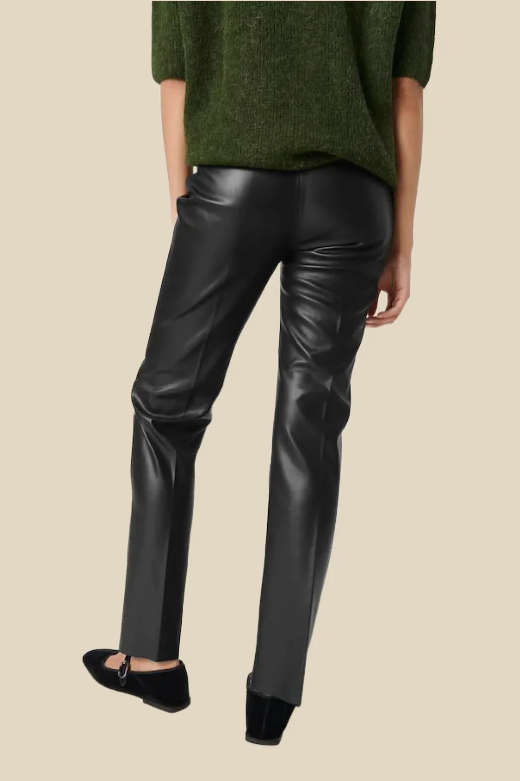 Sleek Kaylee Faux Leather Straight-leg Pants