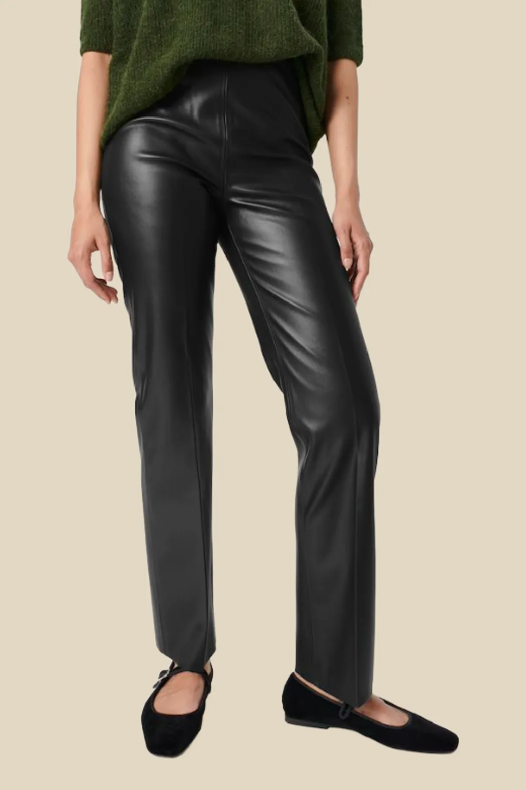 Sleek Kaylee Faux Leather Straight-leg Pants