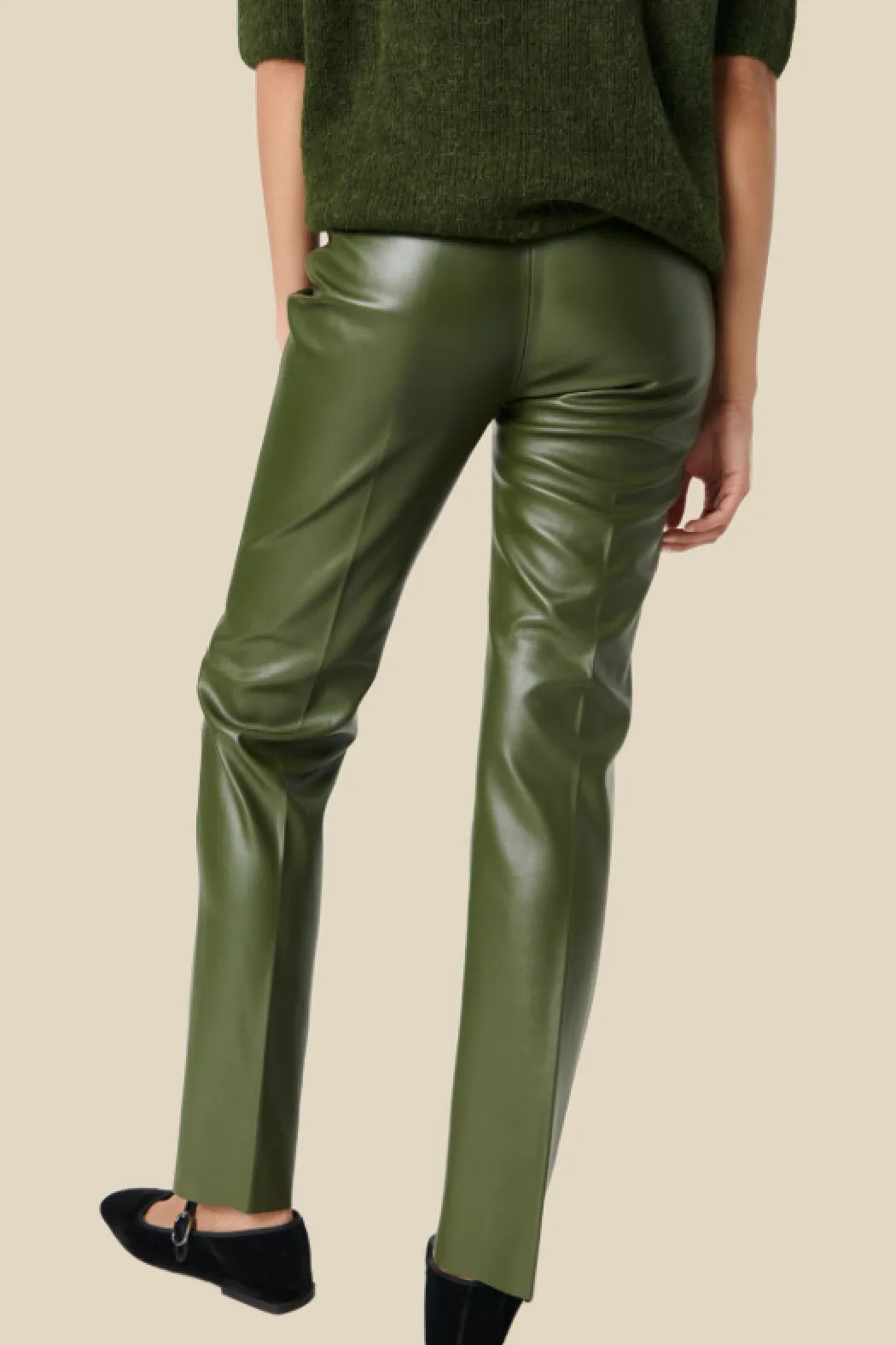 Sleek Kaylee Faux Leather Straight-leg Pants