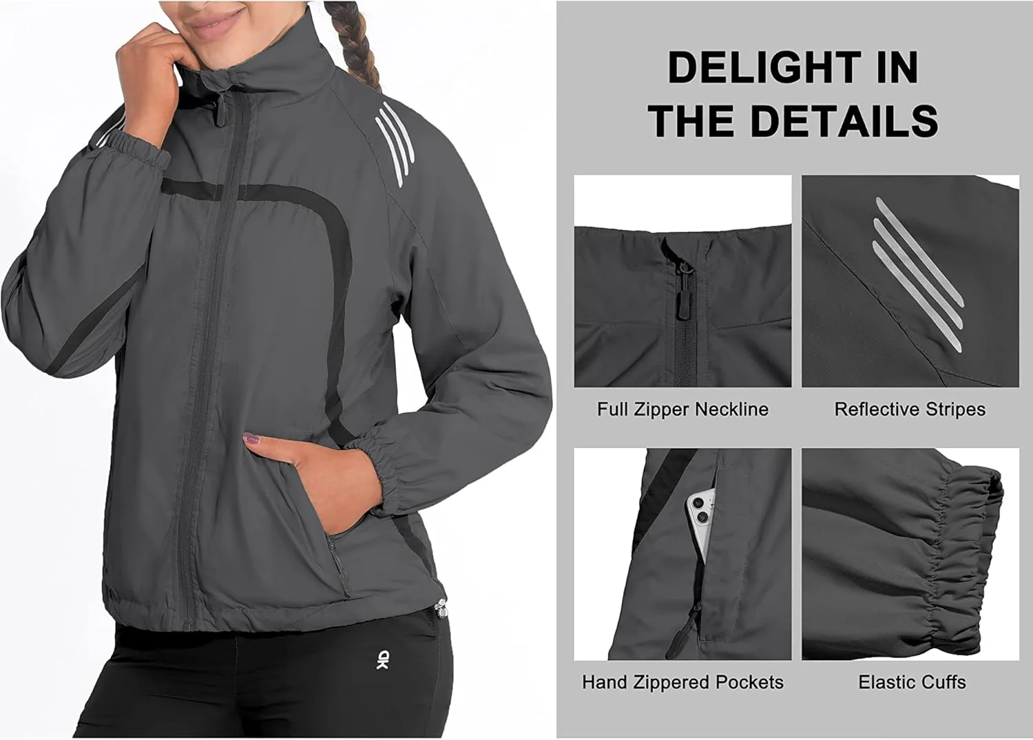 Little Donkey Andy Women Lightweight Running Jacket 2 Pieces Set, Full Zip Track Sports Suits for Cycling, UV Protection