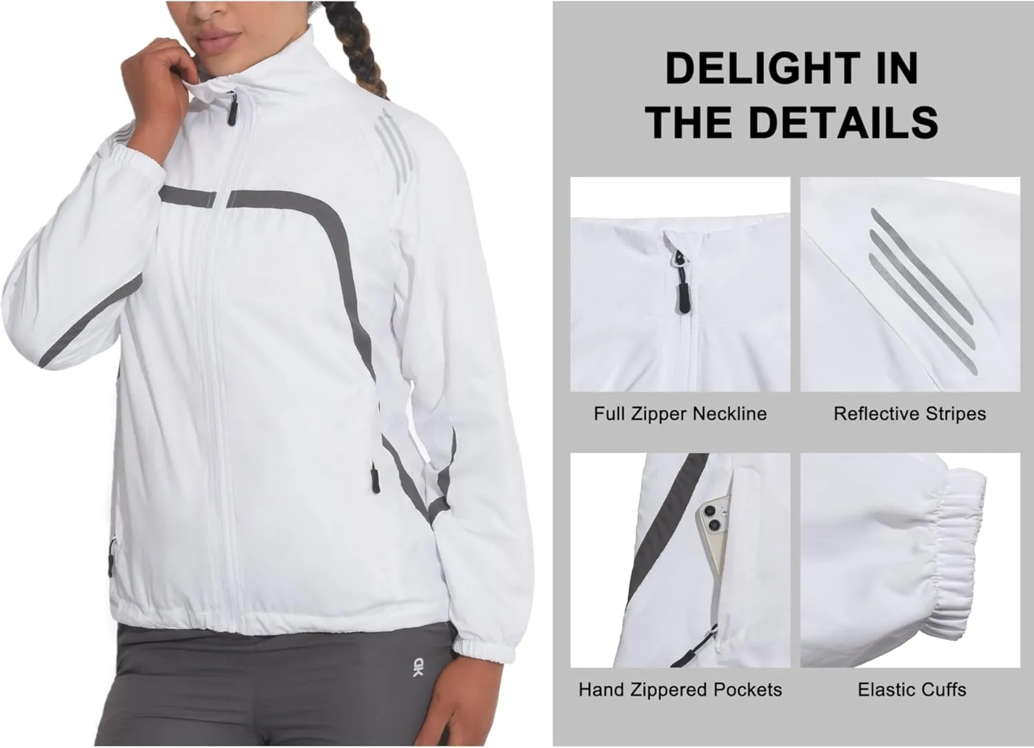 Little Donkey Andy Women Lightweight Running Jacket 2 Pieces Set, Full Zip Track Sports Suits for Cycling, UV Protection