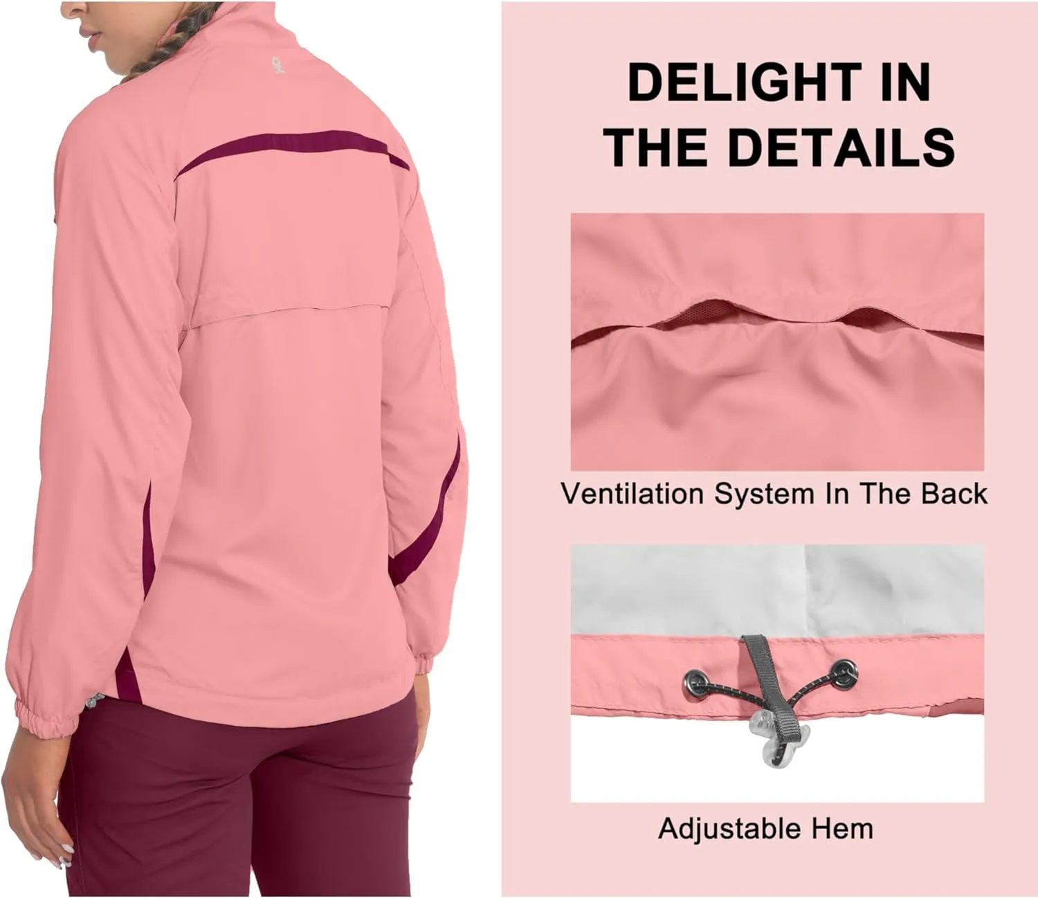 Little Donkey Andy Women Lightweight Running Jacket 2 Pieces Set, Full Zip Track Sports Suits for Cycling, UV Protection