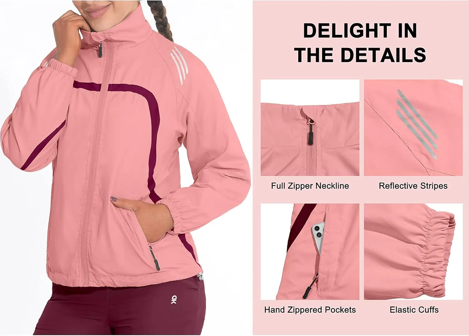 Little Donkey Andy Women Lightweight Running Jacket 2 Pieces Set, Full Zip Track Sports Suits for Cycling, UV Protection