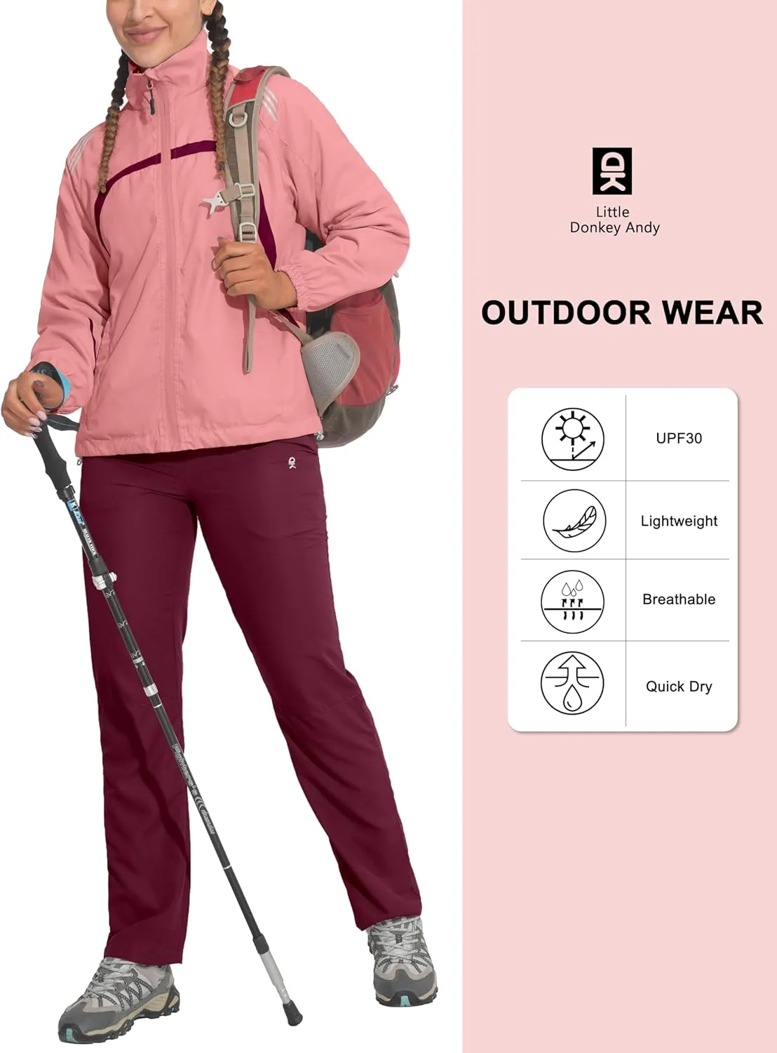 Little Donkey Andy Women Lightweight Running Jacket 2 Pieces Set, Full Zip Track Sports Suits for Cycling, UV Protection