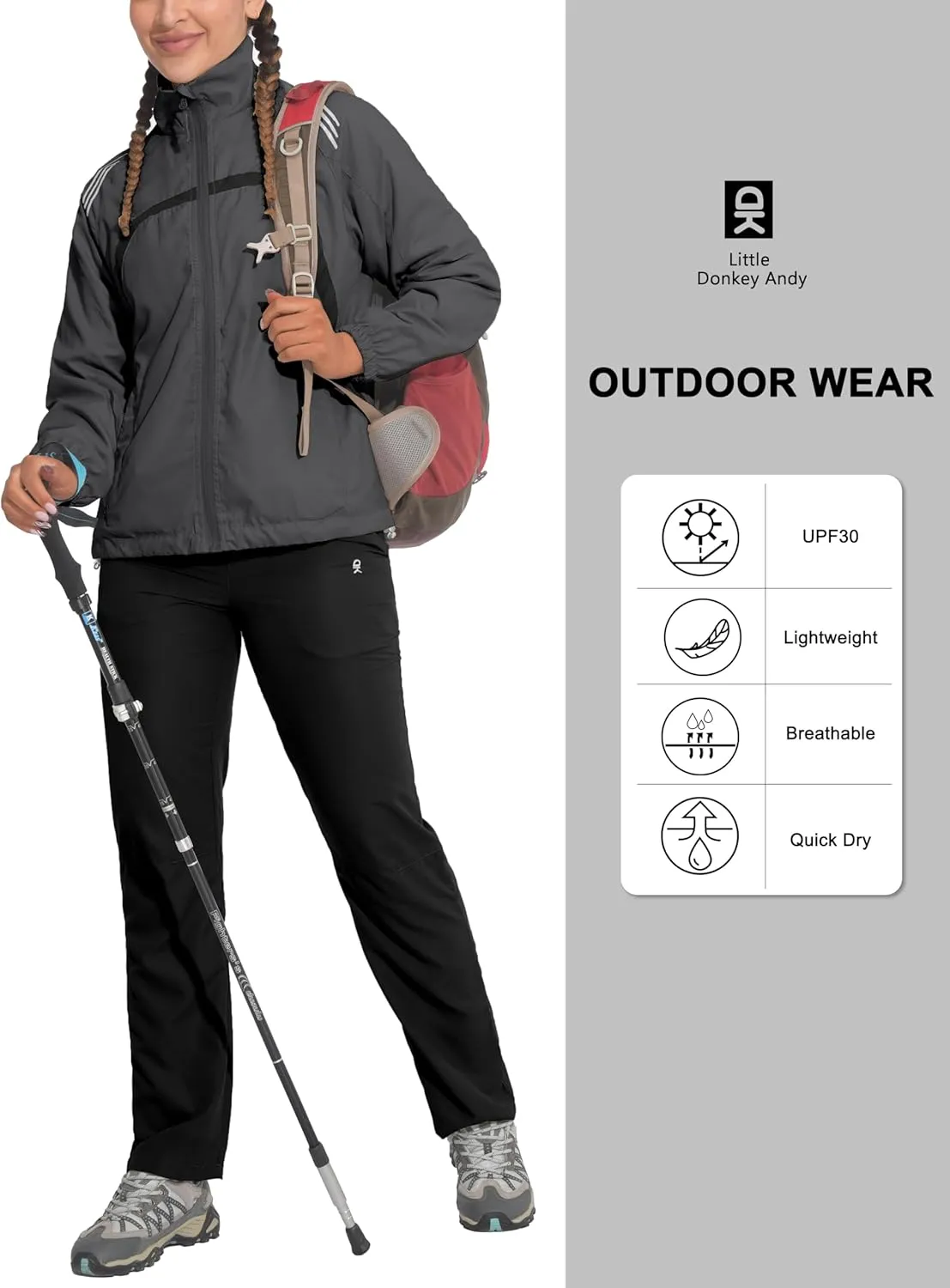 Little Donkey Andy Women Lightweight Running Jacket 2 Pieces Set, Full Zip Track Sports Suits for Cycling, UV Protection