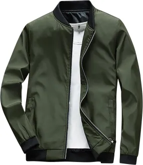 Loose Baseball Jackets for Men Big and Tall Bomber Jacket Business Casual Jackets with Pockets Lightweight Windbreaker