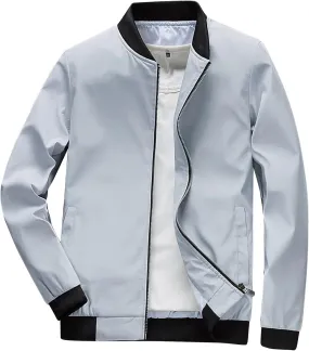 Loose Baseball Jackets for Men Big and Tall Bomber Jacket Business Casual Jackets with Pockets Lightweight Windbreaker