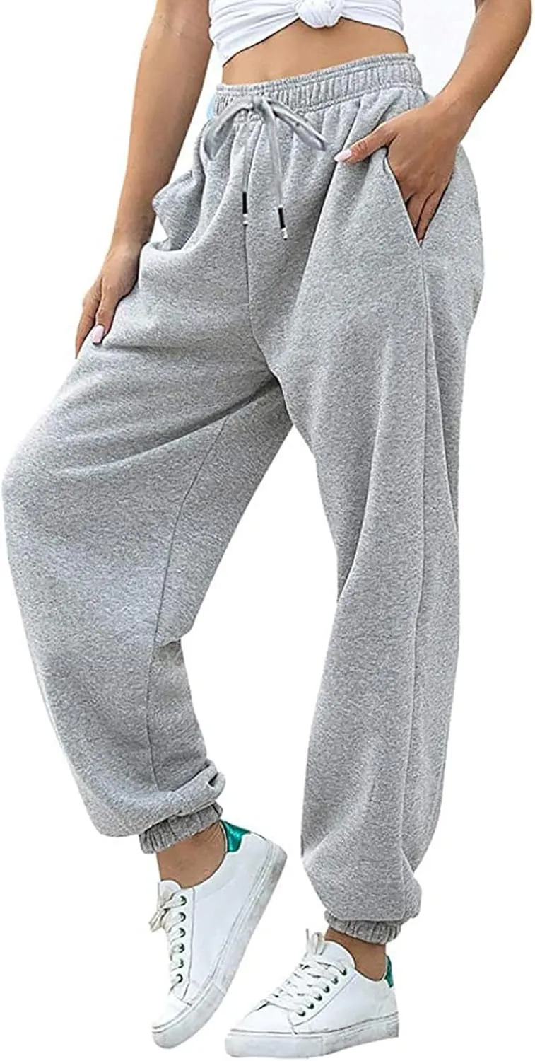 LRMQS Womens Joggers Pants Elastic Waisted Sweatpant with Pockets Casual Active Workout Running Sports Trousers