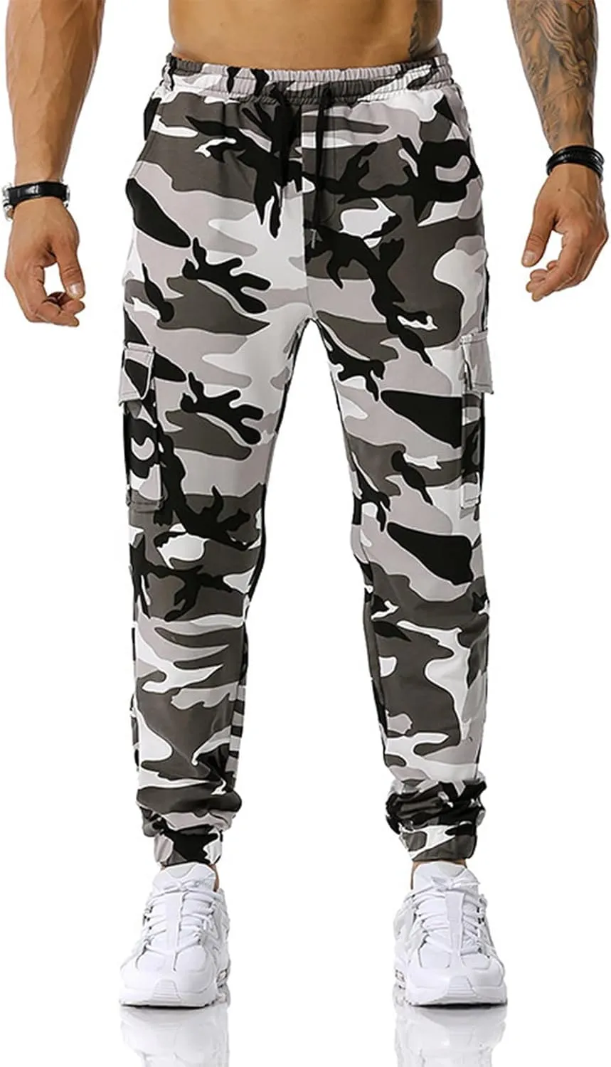 Man Pants for Men Men's Patchwork Camouflage Jogging Pants Outdoor Sports Fitness Sweatpants