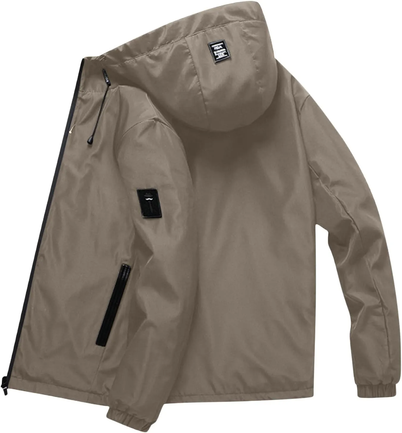 Men Rain Jacket Lightweight Hooded Windbreaker Waterproof Outdoor Sports Hiking Raincoat Long Sleeve Zip Coat Outwear