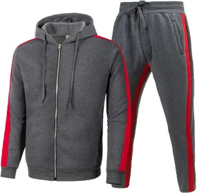 Men's 2 Pieces Tracksuits Running Sports Suits, Full Zip Hoodies Jackets & Drawstring Waistband Sweatpants Sweatsuits