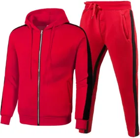 Men's 2 Pieces Tracksuits Running Sports Suits, Full Zip Hoodies Jackets & Drawstring Waistband Sweatpants Sweatsuits