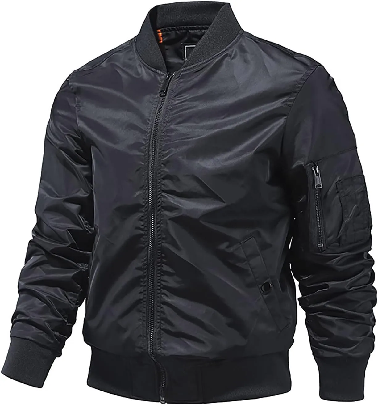 Mens Bomber Jackets Casual Fall Winter Coat Stylish Stand Collar Zip Up Outerwear Casual Track Jacket with Pocket