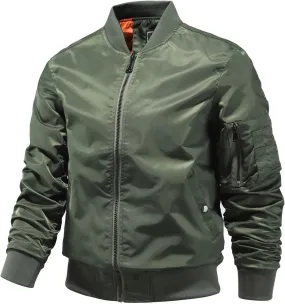 Mens Bomber Jackets Casual Fall Winter Coat Stylish Stand Collar Zip Up Outerwear Casual Track Jacket with Pocket