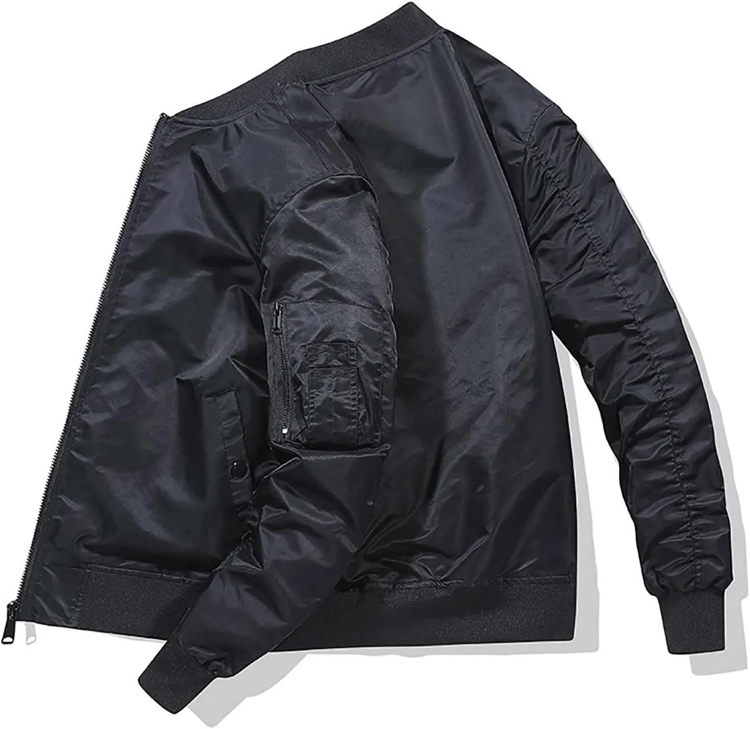 Mens Bomber Jackets Casual Fall Winter Coat Stylish Stand Collar Zip Up Outerwear Casual Track Jacket with Pocket