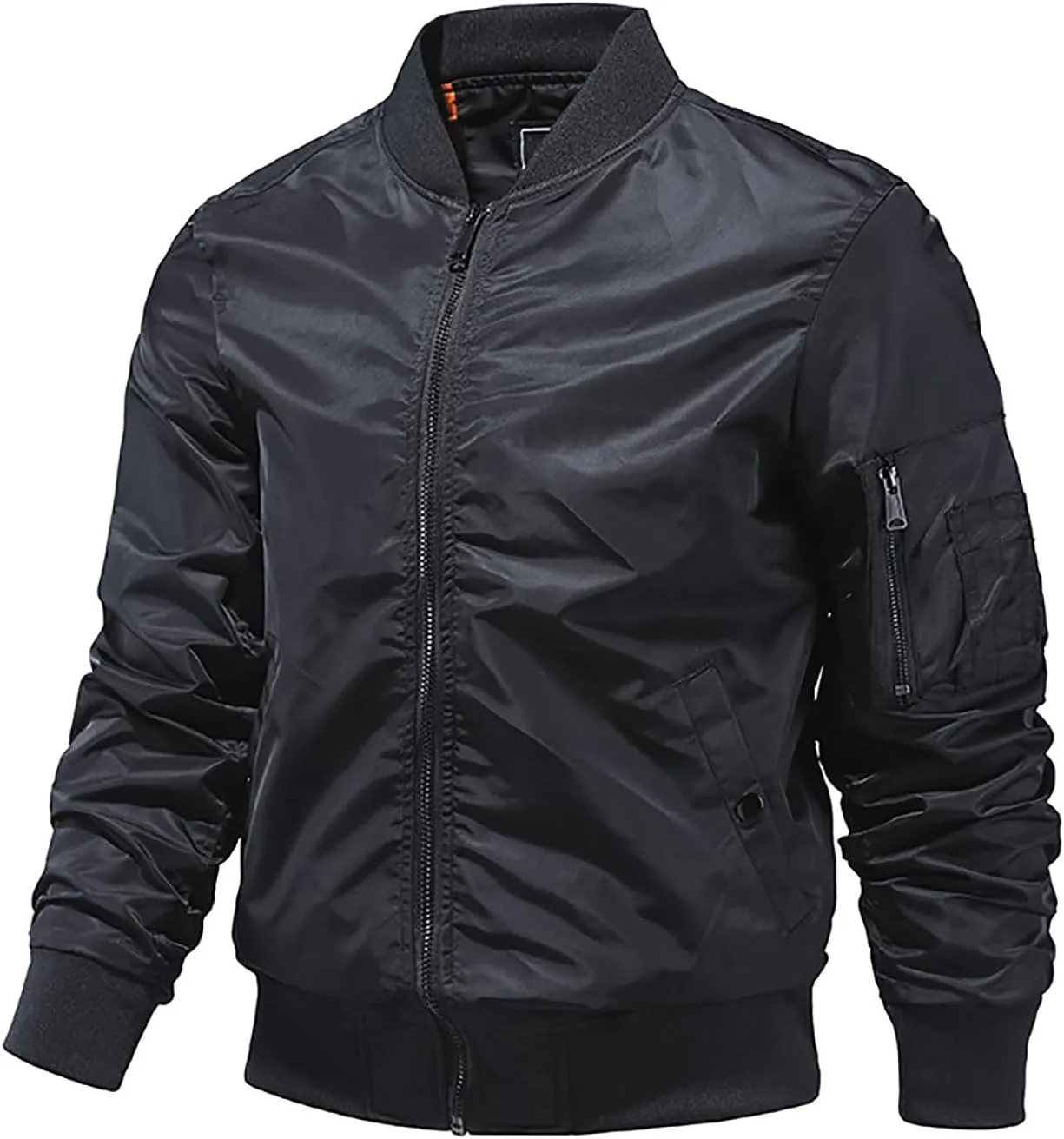 Mens Bomber Jackets Casual Fall Winter Coat Stylish Stand Collar Zip Up Outerwear Casual Track Jacket with Pocket