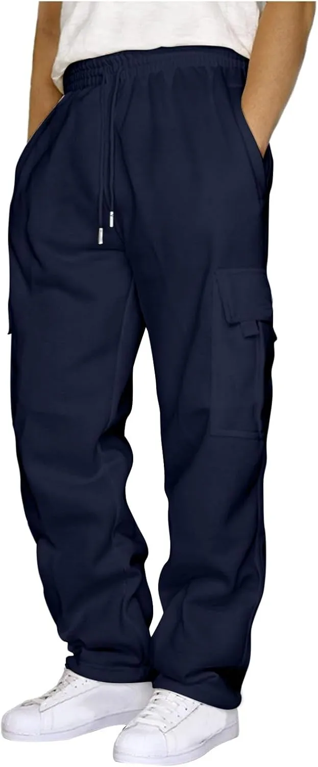 Mens Cargo Sweatpants Overalls Casual Pocket Sport Work Casual Trouser Pants Trousers Straight Leg Joggers